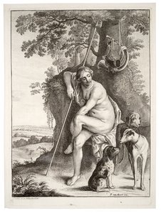 Zittende jageres, naar Avont. Staat 3 door Wenceslaus Hollar